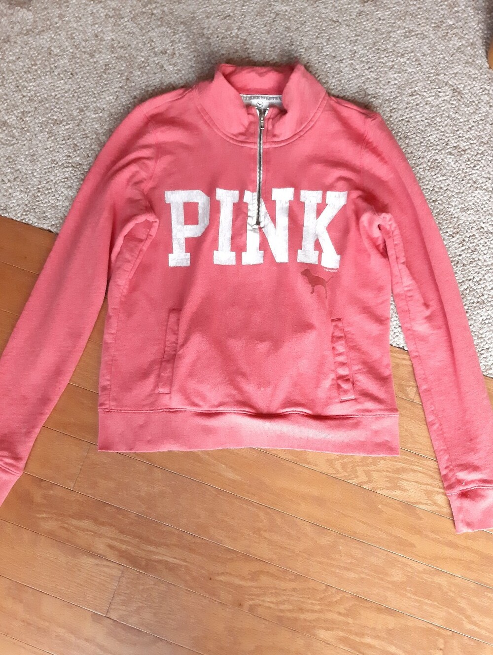 Pink Victoria's Secret 1/4 Zip Sweatshirt size Medium